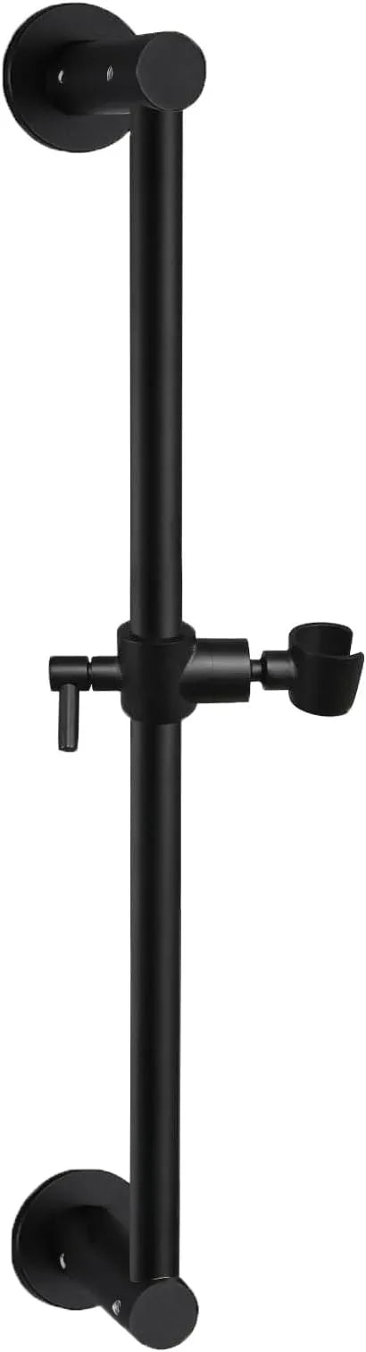 Shower Slide Bar Adjustable Handheld Shower Head Holder Wall Mount - 15inch All-Metal Shower Head Slide Bar Compatible with Bathroom Drill Free Glue Installation - Black - ModernBath