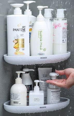 Bathroom Organizer Corner Shower Caddy Shelf. Wall Mounted with Towel Bar and Extra Strong Self Adhesive, No Drilling, Easy Drainage and Rustproof. (White/Gray) - ModernBath