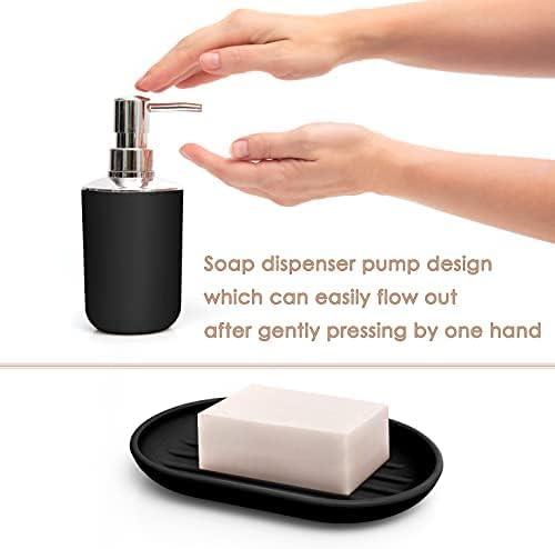 Moss & Stone 6-Piece Bathroom Accessories Set, Includes Soap Dispenser, Toothbrush Holder, Toothbrush Cup, Soap Dish, Complete Black Bathroom Decor Set - ModernBath