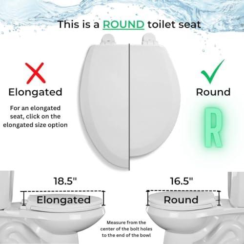 Centoco Round Toilet Seat, Heavy-Duty Wood Core with Plastic Scratch-Resistant Finish, Soft Close, Made in the USA, DSAMAZ7SC-301, Crane White (Cotton/Bright) - ModernBath