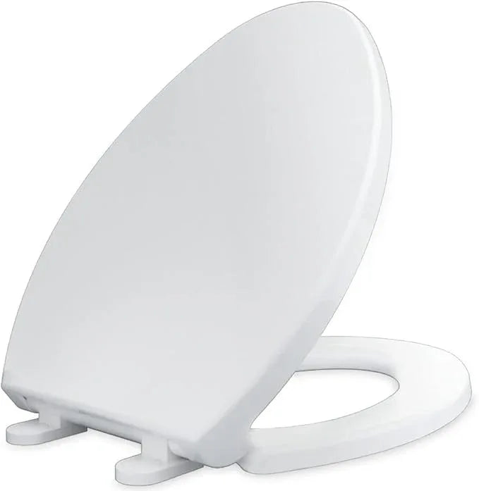 CYRRET Elongated Toilet Seat Slow Close, Easy to Install and Clean, Durable Plastic, White, Replacement Toilet Seats, Fits Standard Elongated, Obling or Oval Toilets - ModernBath