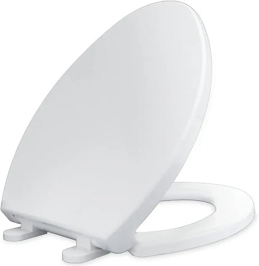 CYRRET Elongated Toilet Seat Slow Close, Easy to Install and Clean, Durable Plastic, White, Replacement Toilet Seats, Fits Standard Elongated, Obling or Oval Toilets - ModernBath