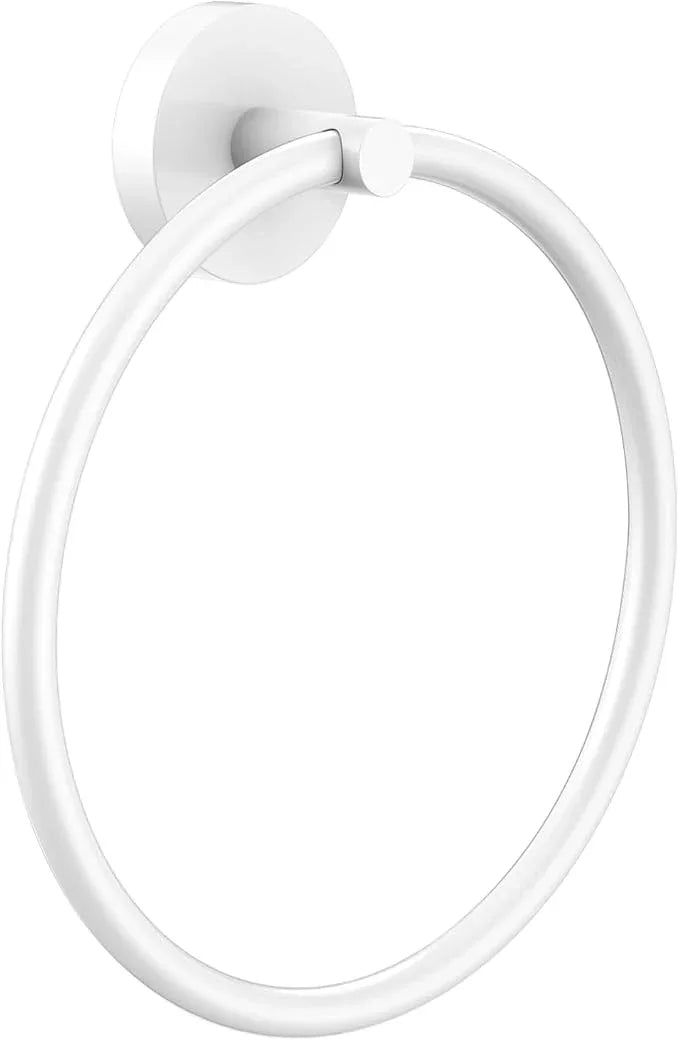 Hand Towel Holder Screw-in Stainless Steel Towel Ring for Bathroom Wall White Towel Hanger Round Towel Racks for Bathroom Decor and Accessories - ModernBath