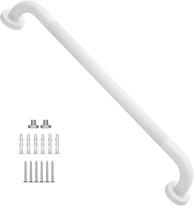 24 Inch Anti Slip Shower Grab Bar Oil Rubbed White 1.25" Diameter,Munzong Bathroom Grab Bar, Knurled Bathroom Balance Bar,Safety Hand Rail Support Handicap Elderly Senior Assist Bath Handle - ModernBath