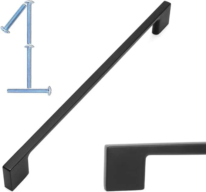 KOOFIZO Wide Foot Cabinet Bar Pull - Black Modern Solid Handle, 8.8 Inch/224mm Screw Spacing, 1-Piece for Kitchen Cupboard Door, Bedroom Dresser Drawer, Bathroom Wardrobe Hardware - ModernBath