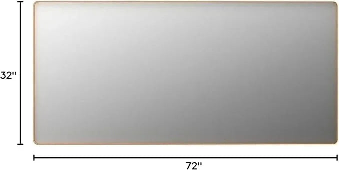 LOAAO 72”X32” Gold Bathroom Mirror, Rounded Rectangle Gold Frame Mirror, Brushed Gold Bathroom Vanity Mirror Wall-Mounted, Anti-Rust, Tempered Glass, Hangs Horizontally or Vertically - ModernBath
