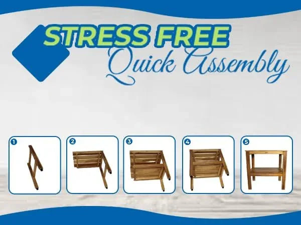 Zen 18" Acacia Solid Wood Waterproof Shower Bench, Stool, Seat, Seats, with Shelf- Easy Assembly - ModernBath