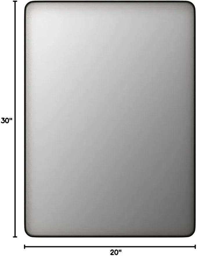 LOAAO 20”X30” Bronze Bathroom Mirrors for Vanity, Rounded Rectangle Brushed Bronze Metal Frame Mirror, Anti-Rust, Hangs Horizontally or Vertically - ModernBath