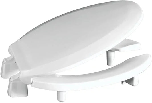 Centoco 3 inch Raised Toilet Seat for Seniors, Elongated, Open Front with Cover, Plastic, Made in the USA, 3L820STS-001, White - ModernBath