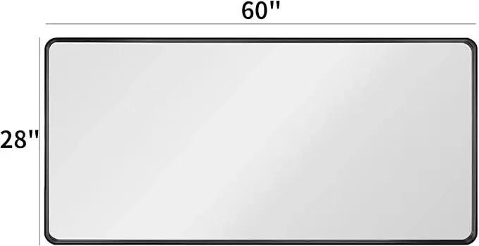 LOAAO 60X28 Inch Black Metal Framed Bathroom Mirror for Wall, Matte Black Bathroom Vanity Mirror Farmhouse, Large Rounded Rectangle Mirror, Anti-Rust, Tempered Glass, Hangs Horizontally or Vertically - ModernBath