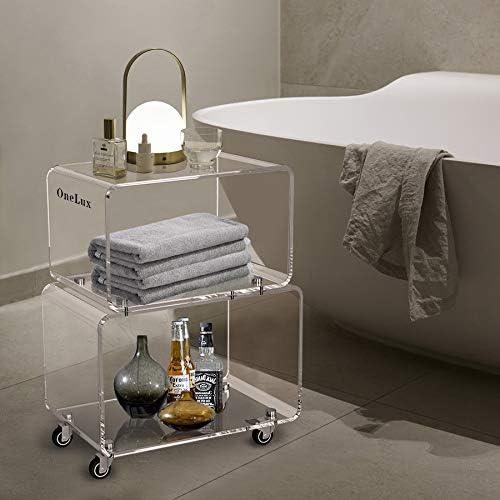 2119 Rolling Utility Cart Tower Rack for Kitchen Bathroom Laundry Dining Room Places,Acrylic Mobile Storage Cart On Wheels - ModernBath