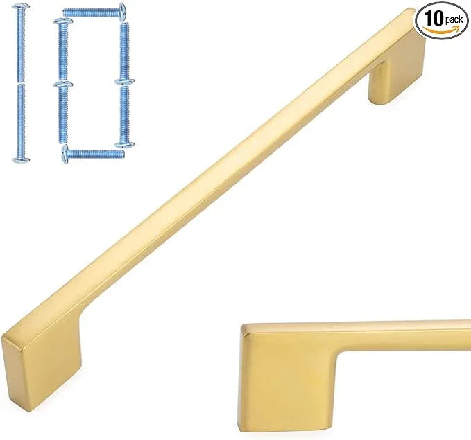 KOOFIZO 10 Pack 6-1/4 Inch Brushed Gold Kitchen Cabinet Pulls Gold Cabinet Handles Gold Cabinet Hardware for Kitchen Cabinets Drawer P01 Dresser Cupboard Bedroom Bathroom - ModernBath