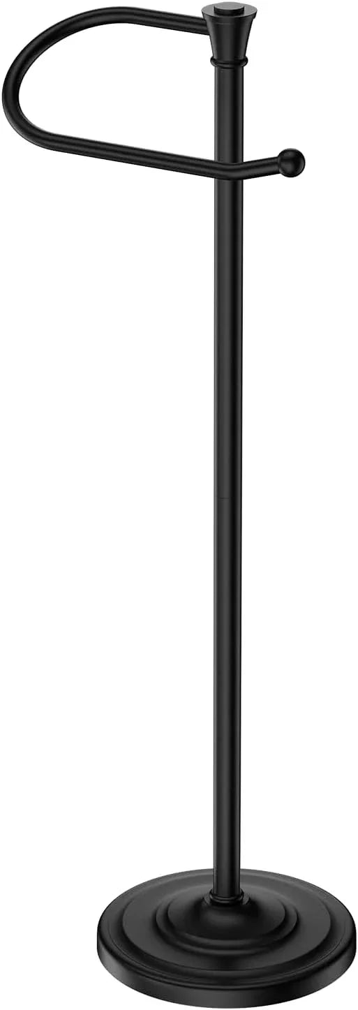 Toilet Paper Holder Free Standing, 25” H Stainless Steel Black Toilet Paper Stand, Weighted Base Floor Tissue Roll Holder for Bathroom,Toilet Roll Stand - ModernBath