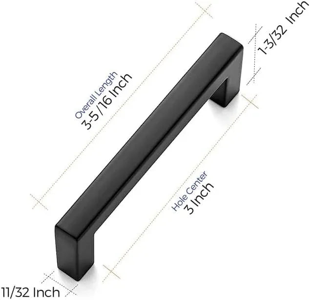 Ravinte 25 Pack Solid 3 Inch Center to Center Slim Square Bar Drawer Handles - Cabinet Hardware in Matte Black - Kitchen Handles and Pulls - ModernBath
