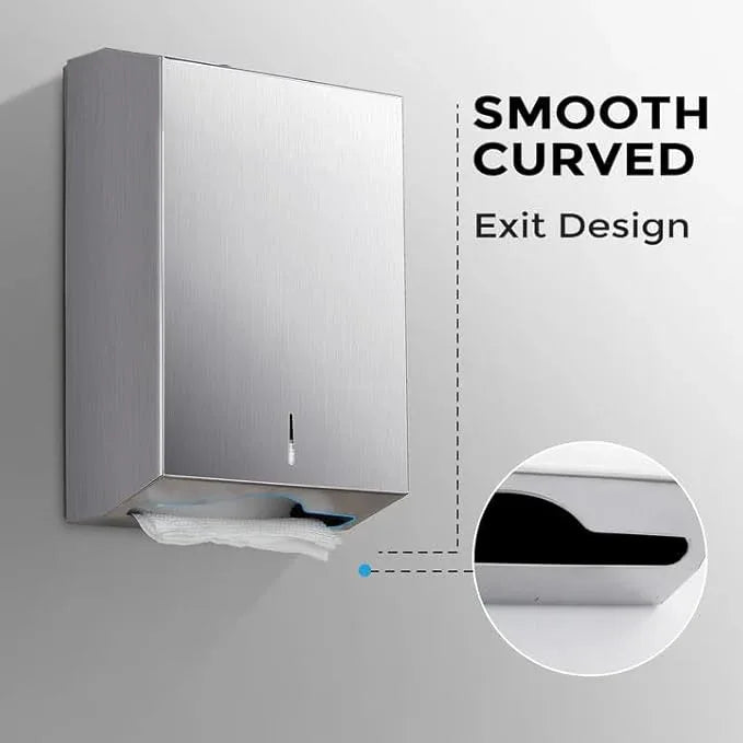 Paper Towel Dispenser Wall Mount - Multifold Trifold Paper Towel Dispensers, Large Capacity Stainless Steel Tissue Holder, Suitable for Bathrooms and Public Places - ModernBath