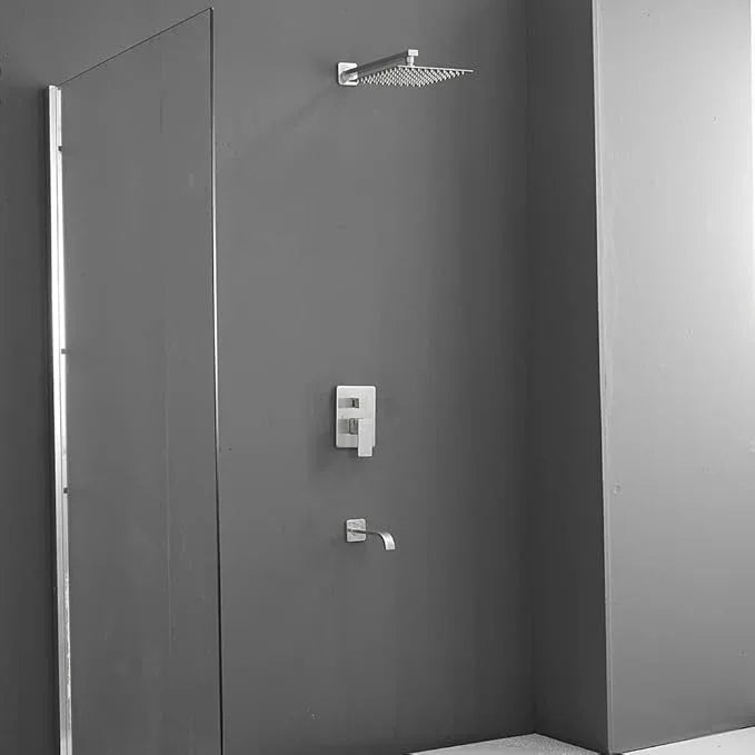 Heable Brushed Nickel Shower Faucet Set with Tub Spout Bathroom Luxury Rain Mixer Shower Head System Wall Mounted Shower Faucet Complete, Single Handle Tub and Shower Trim Kit with Rough-in Valve - ModernBath