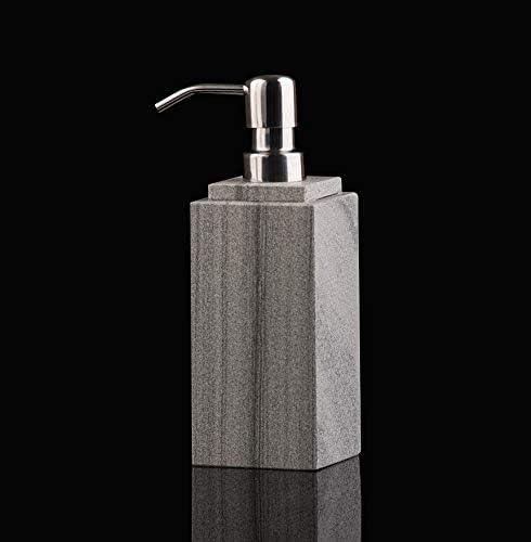 Hand Liquid&Lotion Soap Dispenser Pump Bottle Natural Marble for Kitchen Bathroom Countertop Laundry Room Holds Dish Soap Shampoo Laundry Liquid Shower Gel (Grey Sand) - ModernBath