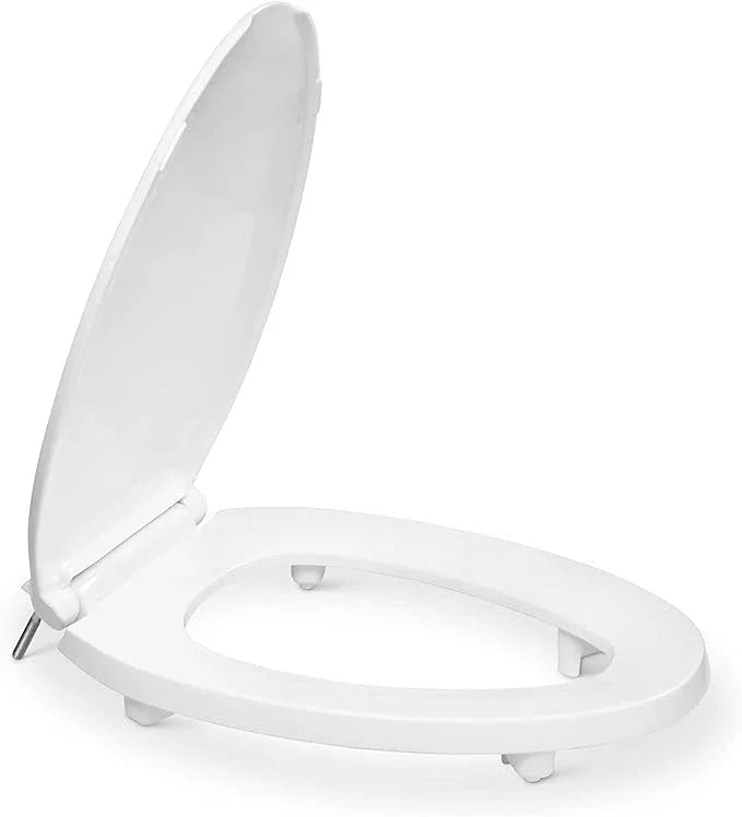 Centoco 2 inch Raised Toilet Seat for Seniors, Elongated, Closed Front with Cover, Plastic, Made in the USA, HL800STS-001, White - ModernBath