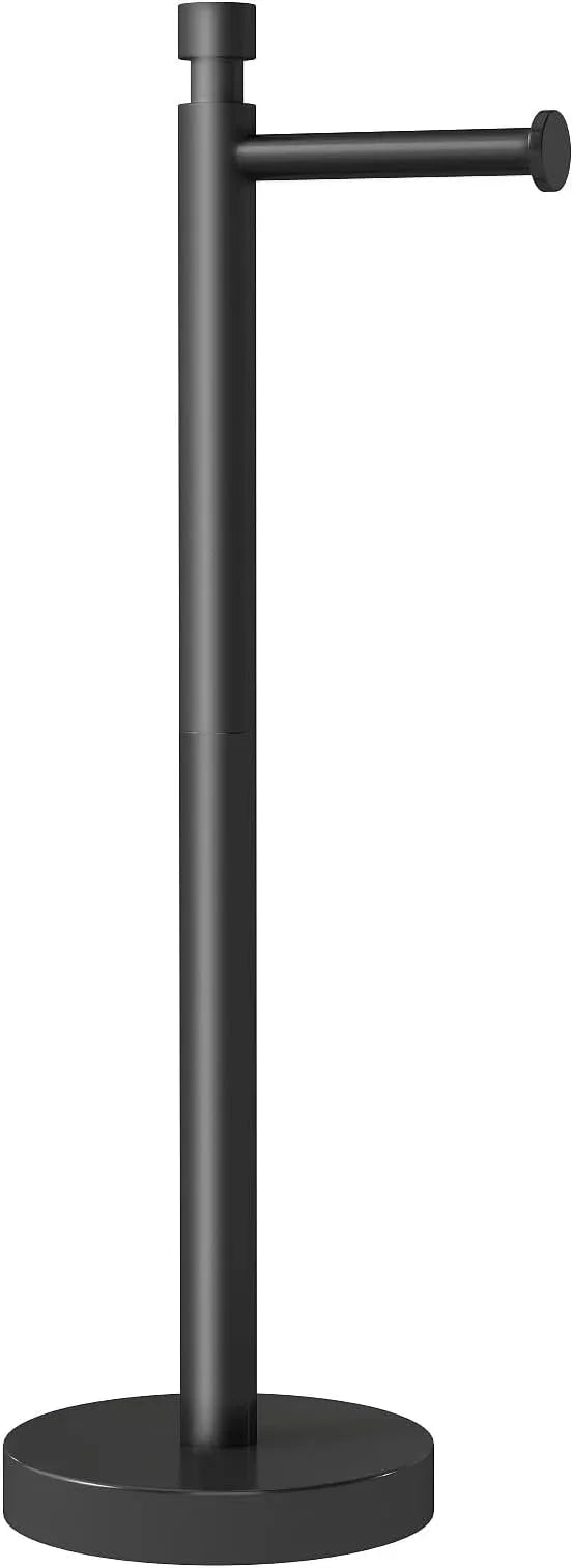 YUMORE Toilet Paper Holder Stand Freestanding, Weighted and Sturdy Matte Black Stainless Steel Design with Non-Slip Cap, Rustproof Tissue Roll Holder for Modern Bathroom, RV - ModernBath