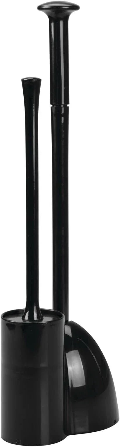 mDesign Hidden Plunger and Brush Set for Toilet Bowl - Combo with Holder Caddy - Aura Collection - Black - ModernBath
