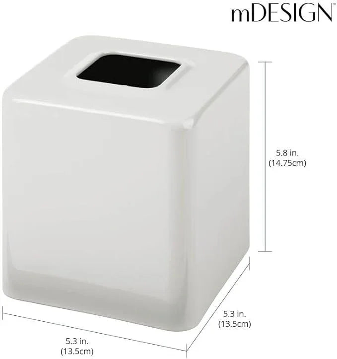 mDesign Metal Square Tissue Box Cover, Modern Facial Paper Holder, Accessories for Bathroom Vanity Countertop, Bedroom Dresser, Night Stand, Desk, Office, End Table, Unity Collection, Light Stone Gray - ModernBath