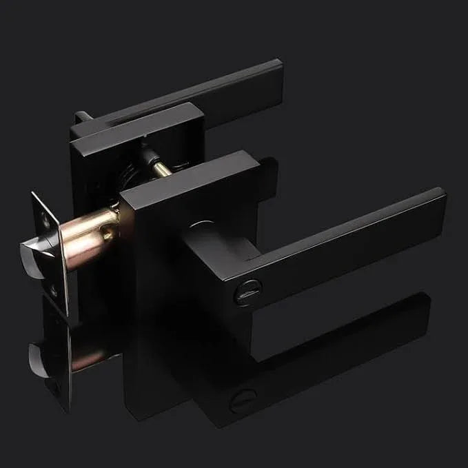 Probrico Matte Black Bed Bath Door Lever Heavy Duty Privacy Door Handle, Keyless Door Lock Interior Bathroom Bedroom Door Handle, Reversible for Left Right Sided Door - ModernBath