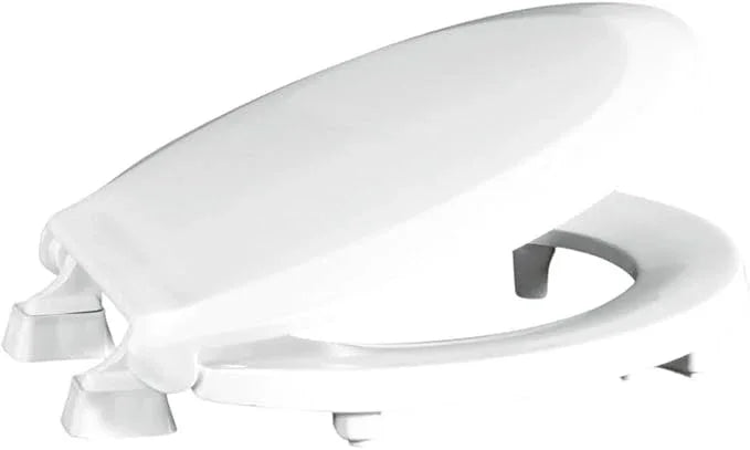 Centoco 2 inch Raised Toilet Seat for Seniors, Round, Closed Front with Cover, Plastic, Made in the USA, HL440STS-001, White - ModernBath