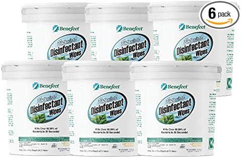 Benefect Botanical Disinfectant Wipes – 1,500 Sanitizing Wipes. 6 Pack of 250 Wipes Per Unit - High Traffic - Gym Wipes, Schools and Food Safe Cleaning (250, 6) - ModernBath
