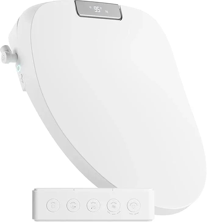 TUSHY Aura Luxury Electric Bidet Seat | Heated Toilet Seat with Temperature Control, Instant Adjustable Warm Water & Dryer for a Soothing Clean (Remote Control & Auto Open w/Soft Close Lid), Elongated - ModernBath