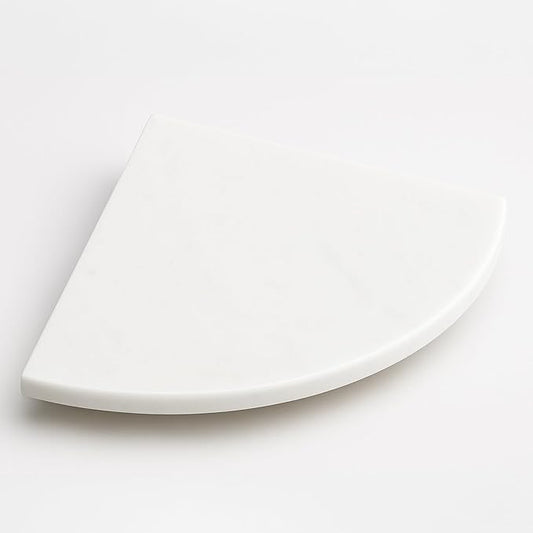 9 Inch Super White Engineered Marble Corner Shower Shelf Bathroom Caddy, Wall Mounted Shower Shelf, Classic Flatback Design (1)