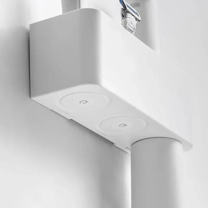 FLAUVEL Wall-Mounted Toothbrush and Toothpaste Holder - Self-Draining Design, Easy Installation, Space-Saving, White (Triple - Three Magnetic Cups) - ModernBath