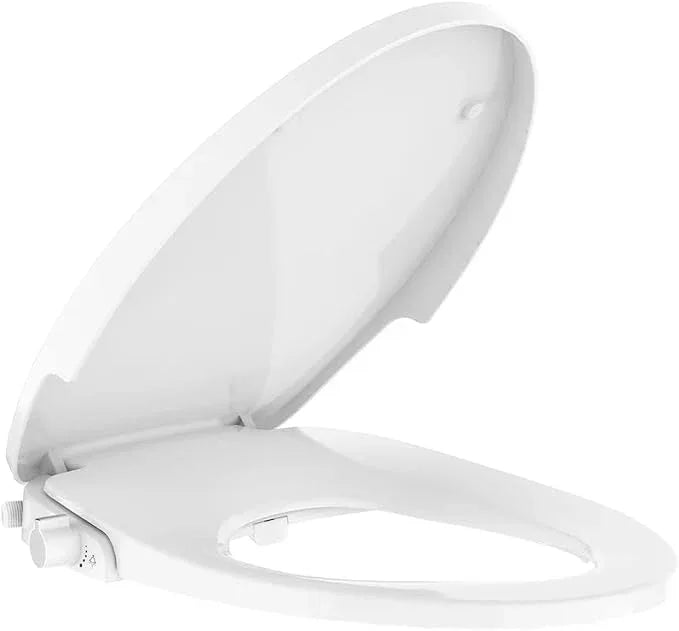 Round Bidet Seat with Dual Nozzle, Non Electric Toilet Bidet Attachment for Hygiene and Bathroom Use, Adjustable Water Stream and Self Cleaning Nozzles, PP Toilet Seat for Home - ModernBath