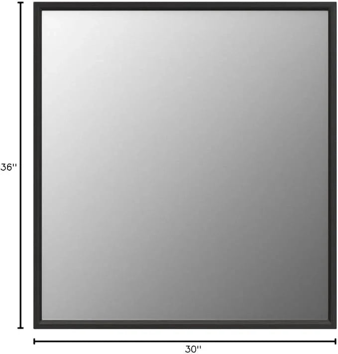 LOAAO 30"X36" Black Rectangle Bathroom Mirror Wall, Matte Black Aluminum Alloy Frame, Tempered Glass, Hangs Vertically or Horizontally, Easy to Install - ModernBath