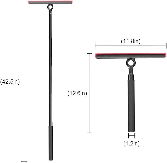 EHOMGUI Shower Squeegee for Glass Doors, Window Squeegee for Home,Squeegee with Telescopic Extension Pole,Professional Window Cleaning Tool, Black, for Mirror, Glass, Ceramic Tile - ModernBath