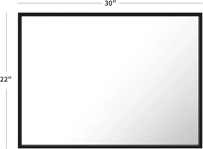 LOAAO 22"X30" Black Rectangle Bathroom Mirror Wall, Matte Black Aluminum Alloy Frame, Hangs Vertically or Horizontally, Easy to Install - ModernBath