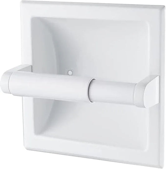 Recessed Toilet Paper Holder White - Bathroom Toilet Tissue Holder Wall Mount Recessed Toilet Paper Roll Holder Stainless Steel - ModernBath