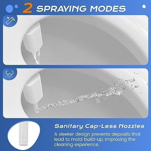 SAMODRA Ultra-Slim Hygienic Bidets Attachment for Existing Toilets - Adjustable Fresh Water Pressure Self Cleaning Nozzle Easy to Install, Silver - ModernBath