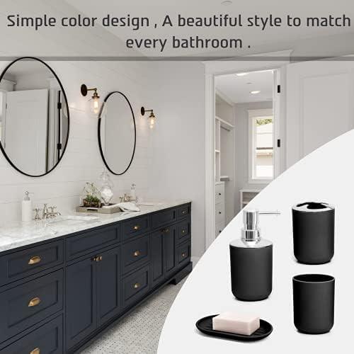 Moss & Stone 6-Piece Bathroom Accessories Set, Includes Soap Dispenser, Toothbrush Holder, Toothbrush Cup, Soap Dish, Complete Black Bathroom Decor Set - ModernBath