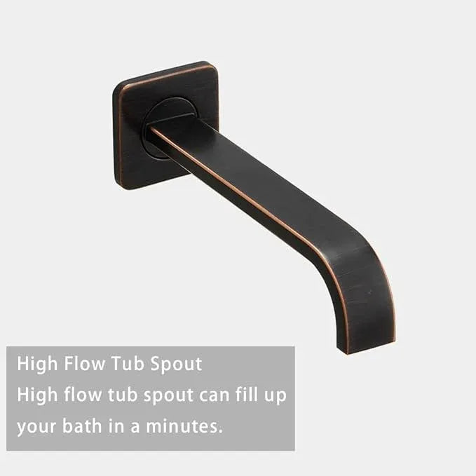 Heable Oil Rubbed Bronze Shower Faucet Set with Tub Spout Bathroom Rainfall 8 Inch Shower Head System with Handheld Single Handle Shower Trim Kit with Rough-in Valve - ModernBath