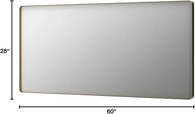 LOAAO 60”X28” Gold Bathroom Mirror, Rounded Rectangle Gold Frame Mirror, Brushed Gold Bathroom Vanity Mirror Wall-Mounted, Anti-Rust, Tempered Glass, Hangs Horizontally or Vertically - ModernBath