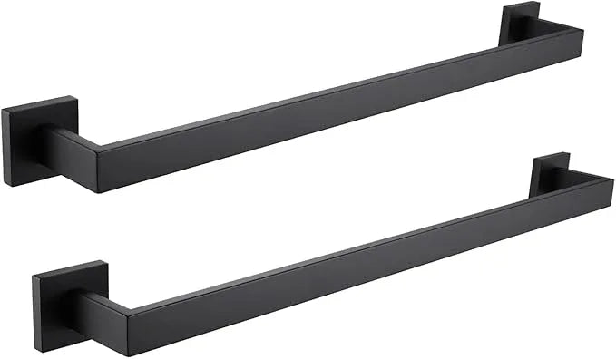 LANC 2 Pack Bath Towel Bars Matte Black 24-Inch Bathroom Towel Rail Square Towel Racks Kitchen Towel Holders Stainless Steel Wall Mount Towel Hanger Towel Rods,A8804-6MB - ModernBath