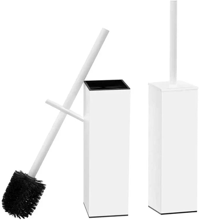 RUACQ Toilet Brush and Holder Set 2pcs,Square Toilet Bowl Brush for Bathroom with 304 Stainless Steel Handle Toilet Cleaner Brush with Durable Scrubbing Bristles,Splash-Proof (White) - ModernBath