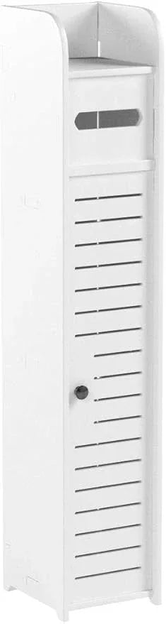 AOJEZOR Toilet Paper Holder Stand: Small Bathroom Storage Cabinet for Small Spaces,White - ModernBath