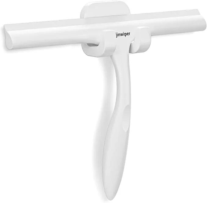Anjinwiper All-Purpose Shower Squeegee for Shower Glass Door with Adhesive Hook, Silicone Squeegee for Shower Doors, Bathroom, Windows, Mirrors, Shower Cleaner Tool Household Squeegee(10 inch-White) - ModernBath
