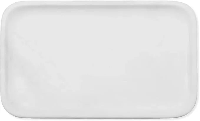 Yew & Tulip 14" x 8.5" Natural Marble Tray for Kitchen, Bathroom, Living Room – Serving/Decorative Vanity Tray for Jewelry, Candles, Decor (Matte White) - ModernBath