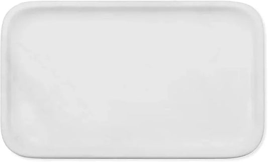 Yew & Tulip 14" x 8.5" Natural Marble Tray for Kitchen, Bathroom, Living Room – Serving/Decorative Vanity Tray for Jewelry, Candles, Decor (Matte White) - ModernBath