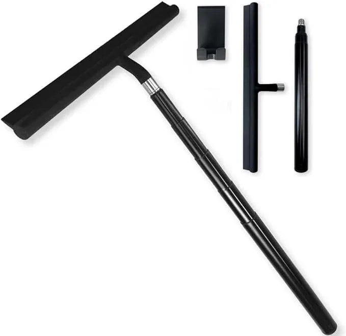 Black Telescopic Shower Squeegee for Glass Doors, Tile Shower Walls. Comes with Suction Hook, Great for Shower Glass - ModernBath