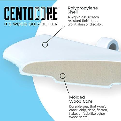 Centoco Round Toilet Seat, Heavy-Duty Wood Core with Plastic Scratch-Resistant Finish, Soft Close, Made in the USA, DSAMAZ7SC-301, Crane White (Cotton/Bright) - ModernBath