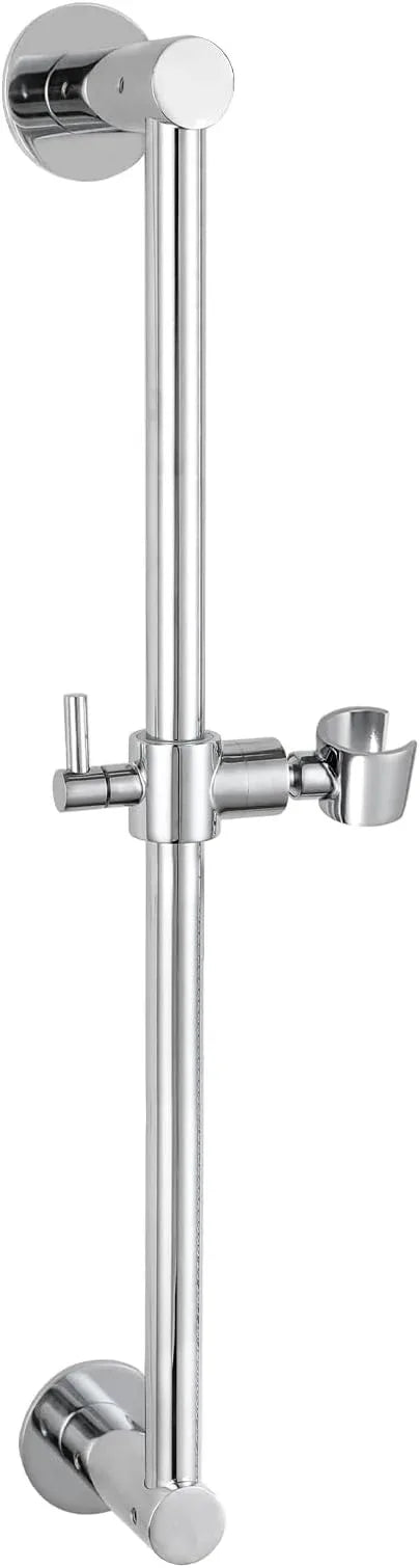 Shower Slide Bar Adjustable Handheld Shower Head Holder Wall Mount - 15inch All-Metal Shower Head Slide Bar Compatible with Bathroom Drill Free Glue Installation - Polished Chrome - ModernBath