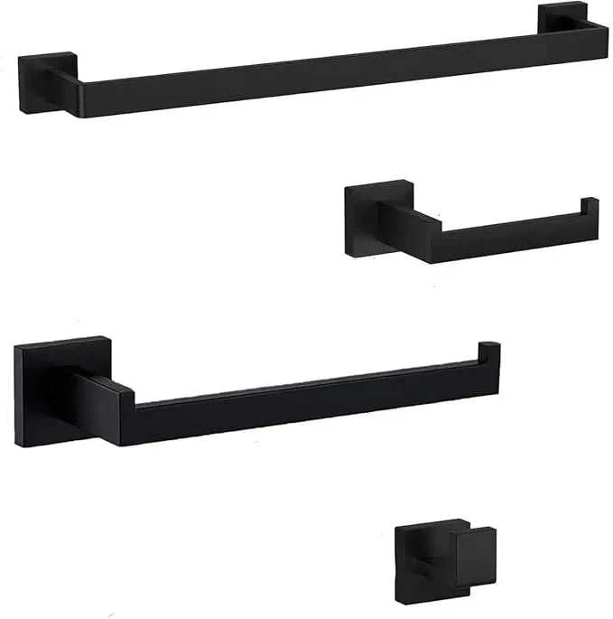 4 Sets Bathroom Accessories Set, Stainless Steel Bathroom Hardware Set, Towel Racks for Bathroom Wall Mounted 24 Inch Bath Towel Bar Set-Matte Black - ModernBath